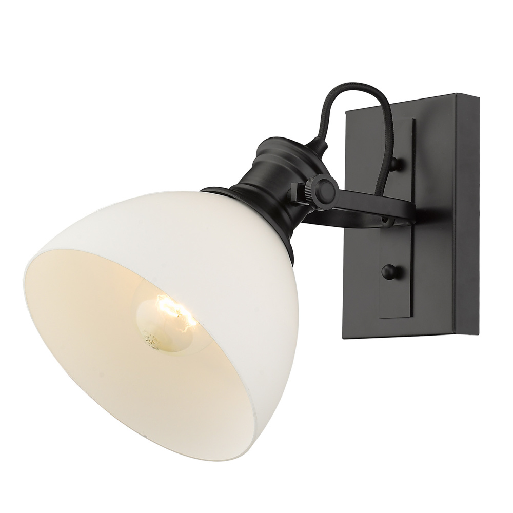 Yep by Golden Lighting Hines 1-light Vanity in Matte Black and Opal Glass